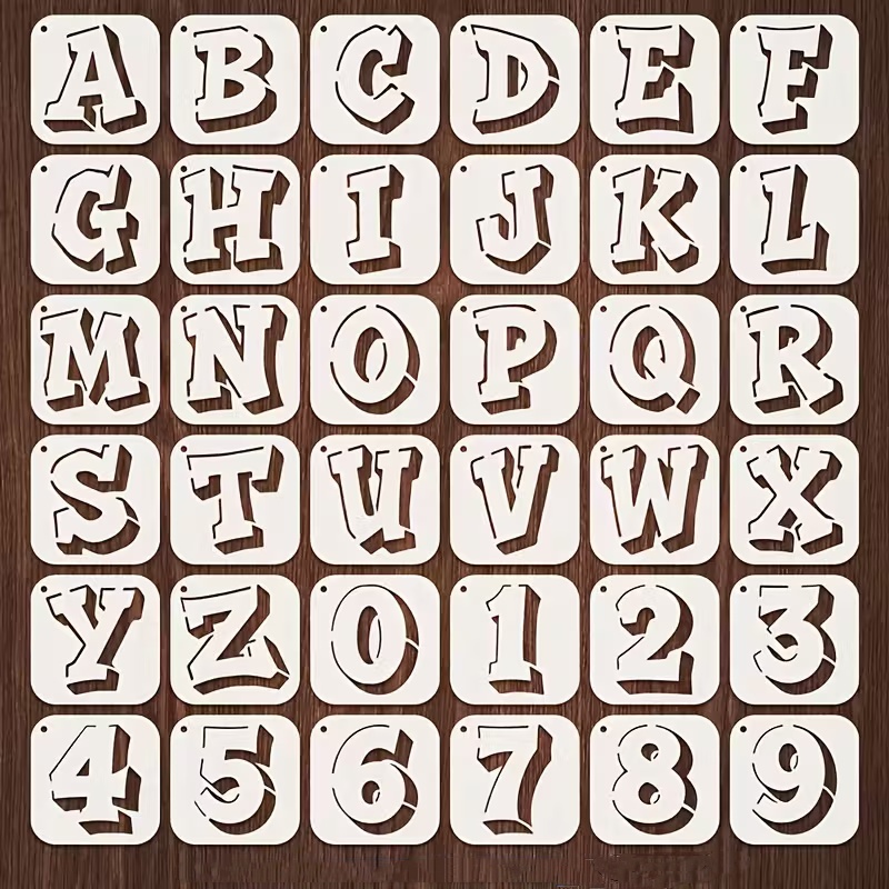 36 peças conjunto de estêncil  - Photography Font avaliação e preço